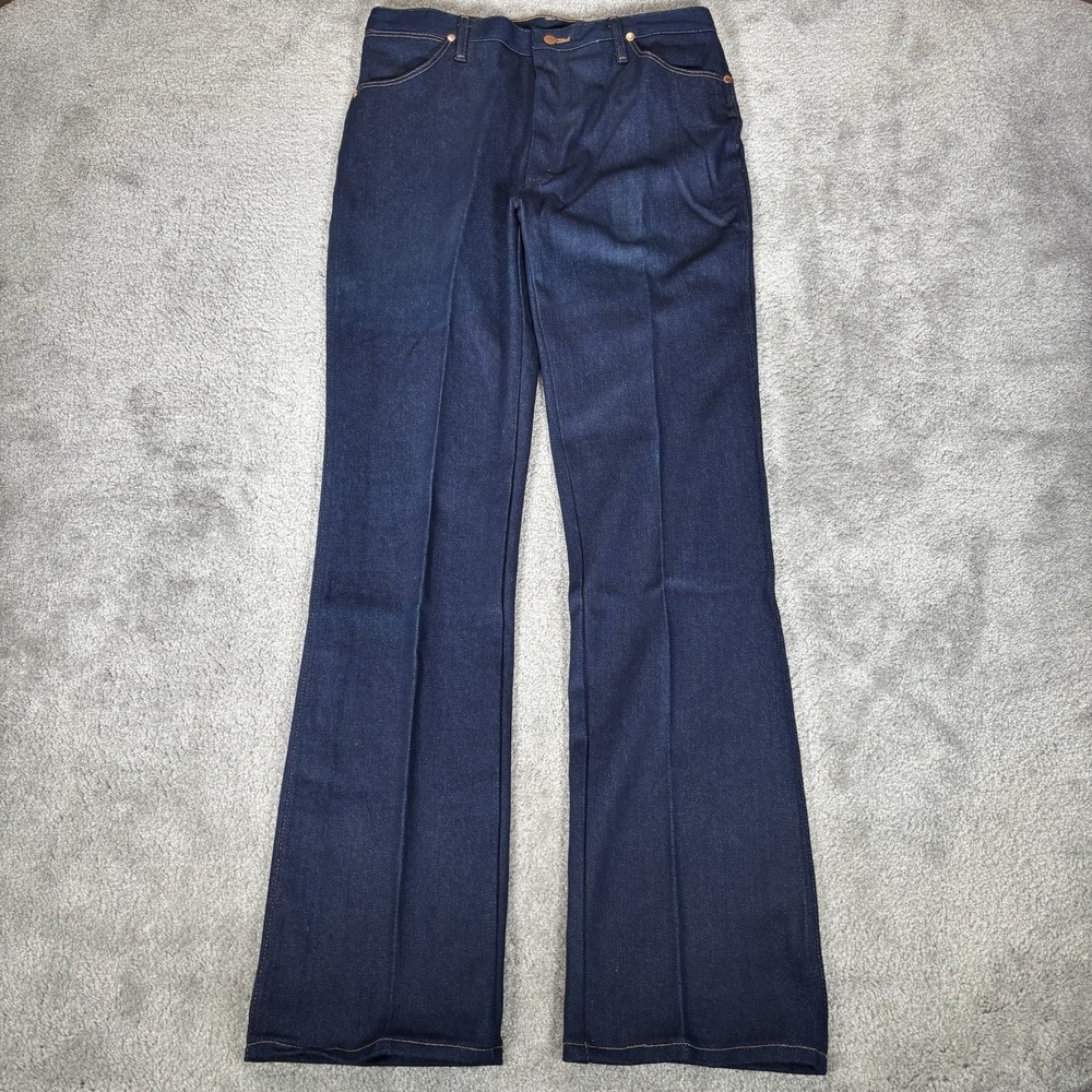 Vintage Wrangler Jeans Mens 36x36 Cowboy Cut Dark Blue Denim Made In USA 90s NWT